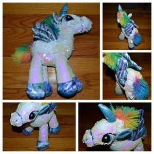 Rainbow Flip Sequin Stuffed Unicorn Plush Toy